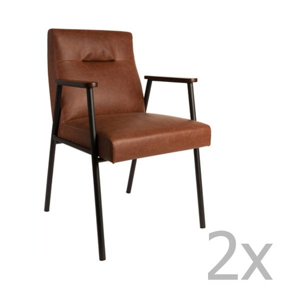 2 krēslu komplekts no 2 brūniem holandiešu kostīm Fez Vintage krēsliem