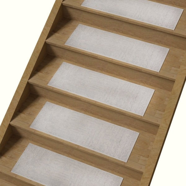 Krēmkrāsas kokvilnas kāpņu paklāji (16 gab.) 25x65 cm Milano Beyaz – Vitaus-image-2