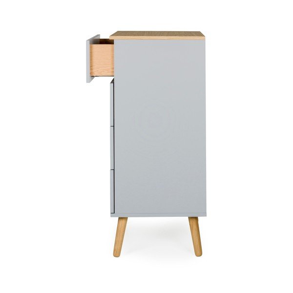 Pelēka kumode ar ozolkoka kājām Tenzo Dot, platums 55 cm-image-4