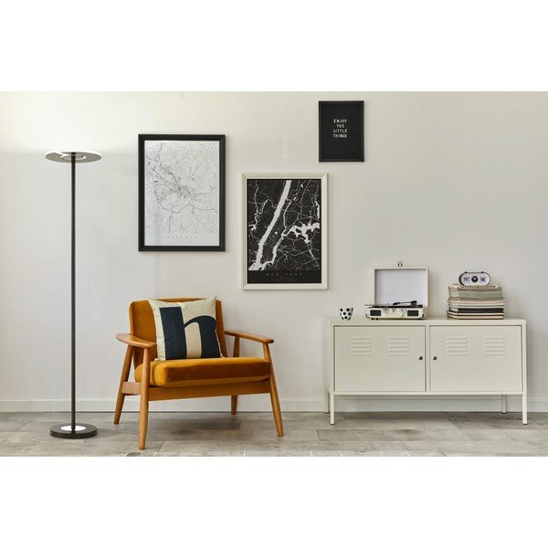 Melna LED stāvlampa ar regulējamu spilgtumu un stikla abažūru (augstums 180 cm) Dent – Fischer & Honsel-image-1