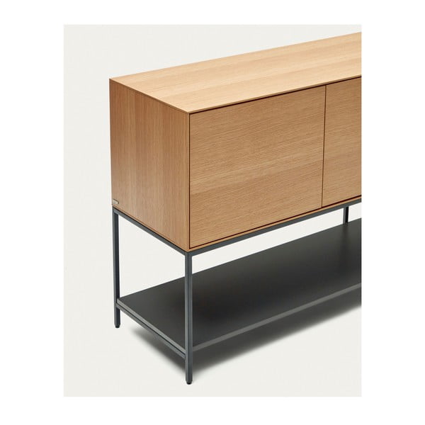 Dabīga toņa zema kumode ar ozolkoka imitāciju 195x80 cm Vedrana – Kave Home-image-4