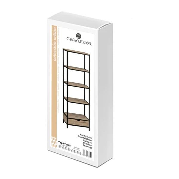 Melns/dabīga toņa grāmatu plaukts ar ozolkoka imitāciju 60x180 cm Urban – Casa Selección-image-4