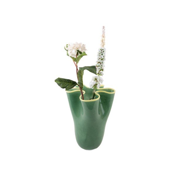 Zaļa stikla rokām darināta vāze (augstums 31,5 cm) Ruffles – PT LIVING-image-2