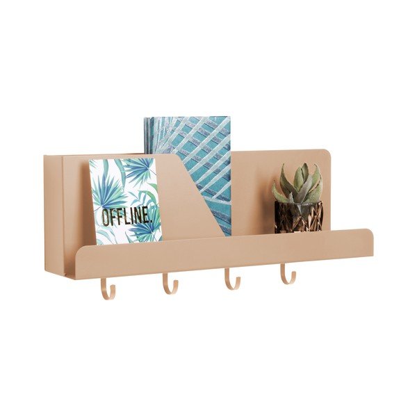 Smilšaini brūns metāla sienas organizators ar āķiem Leitmotiv Perky, garums 46 cm-image-3