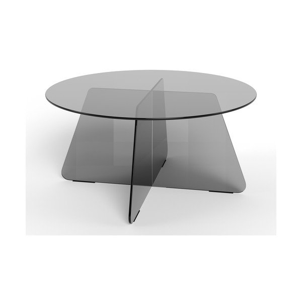 Pelēks stikla apaļš žurnālgaldiņš ø 80 cm Samos – Actona