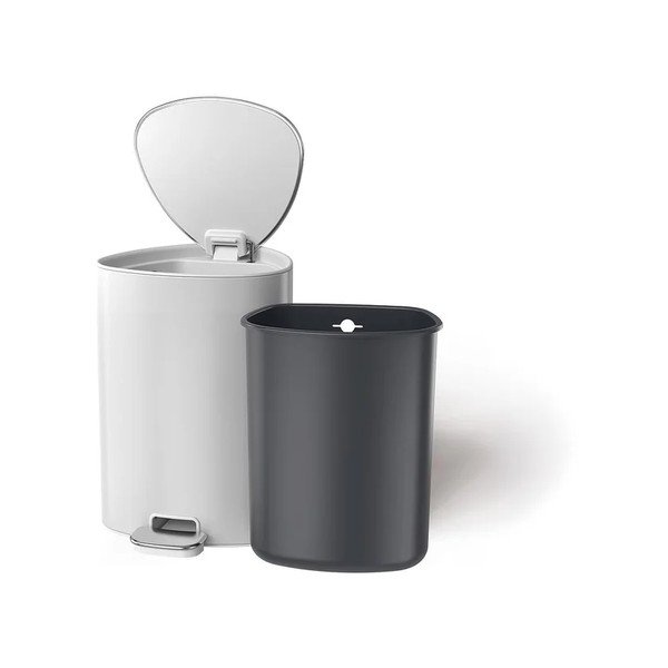 Spīdīgi balta nerūsējošā tērauda atkritumu tvertne ar pedāli 5 l EasyStore Luxe – Joseph Joseph