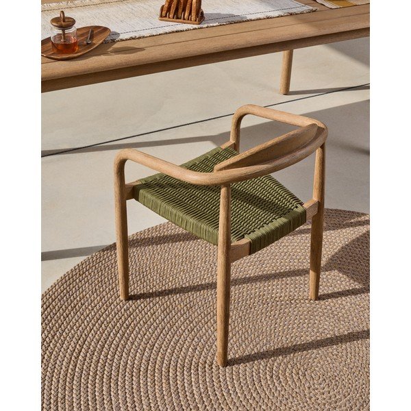 Zaļš/dabīga toņa masīvkoka ēdamistabas krēsls Nina – Kave Home-image-1