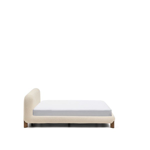 Bēša polsterēta divvietīga gulta bez režģa 160x200 cm Odina – Kave Home-image-4