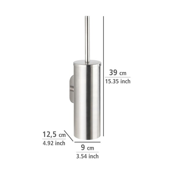 Matētas sudraba krāsas nerūsējošā tērauda pašlīmējoša tualetes birste Orea – Wenko-image-2