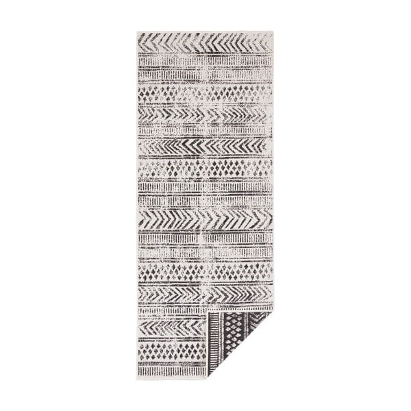 Melns un krēmkrāsas āra paklājs NORTHRUGS Biri, 80 x 350 cm