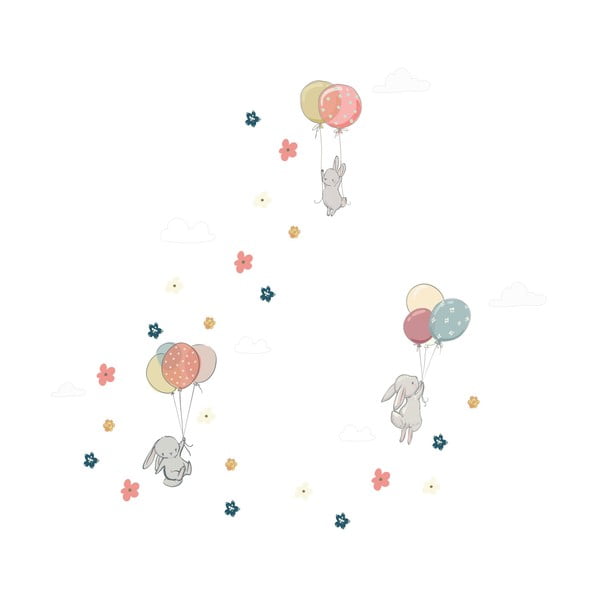 Bērnu sienas uzlīmes Ambiance Flying Rabbits-image-2