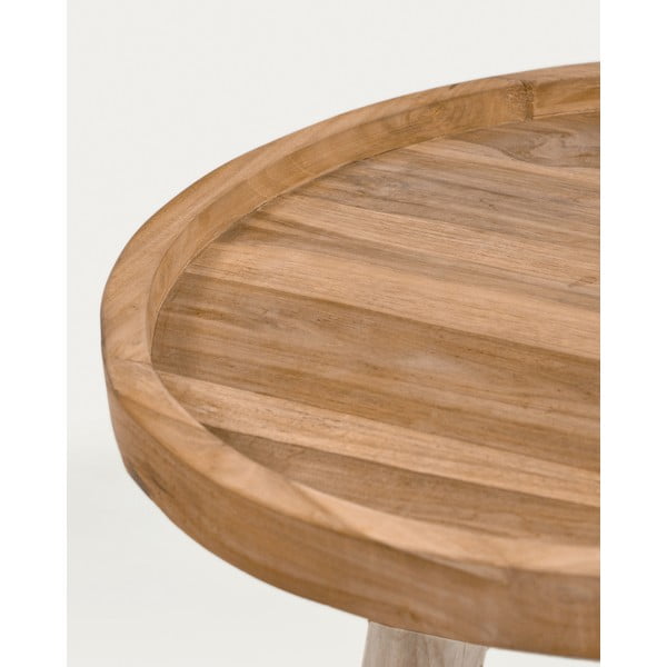 Dabīga toņa tīkkoka masīvkoka apaļš žurnālgaldiņš ø 55 cm Glenda – Kave Home-image-2