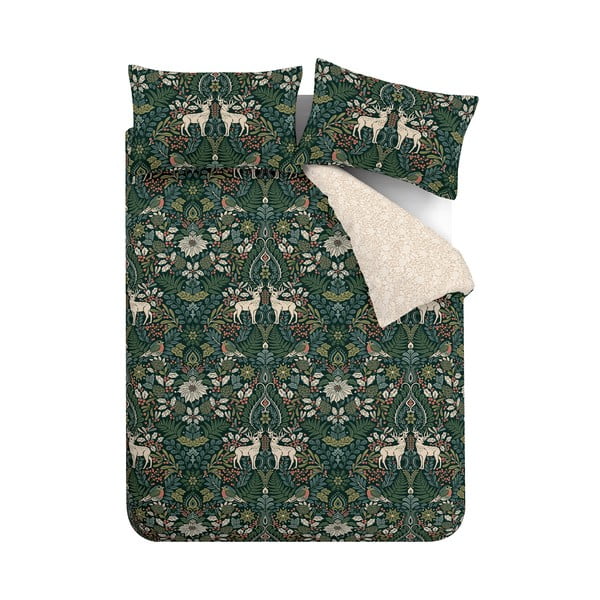 Tumši zaļa/krēmkrāsas divvietīga gultas veļa 200x200 cm Majestic Stag – Catherine Lansfield