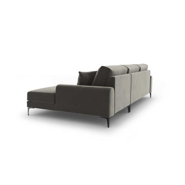 Gaiši pelēks samta stūra dīvāns Mazzini Sofas Madara, labais stūris-image-3