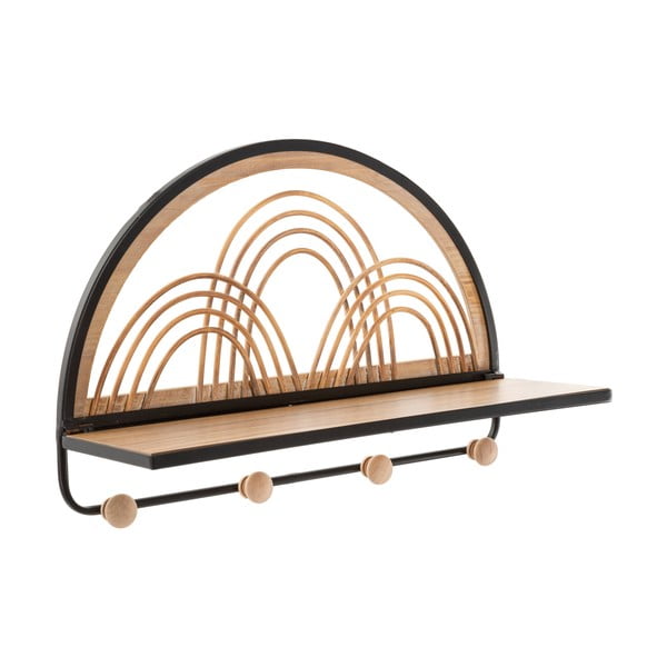 Metāla sienas pakaramais ar plauktu melnā/dabīgā tonī Oporto – Mauro Ferretti-image-2