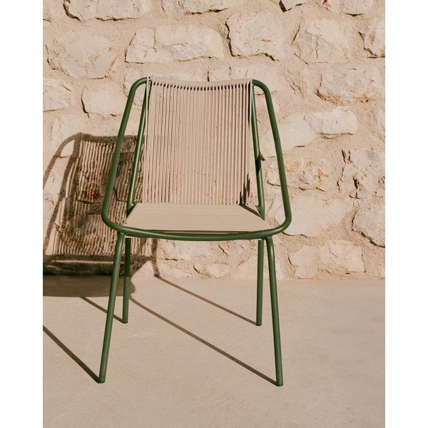 Tumši zaļš/bēšs metāla dārza krēsls Zivia – Kave Home-image-1