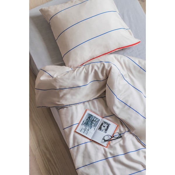 Zila/bēša vienguļamā gultas veļa no kokvilnas satīna 140x200 cm Align – Mette Ditmer Denmark-image-2