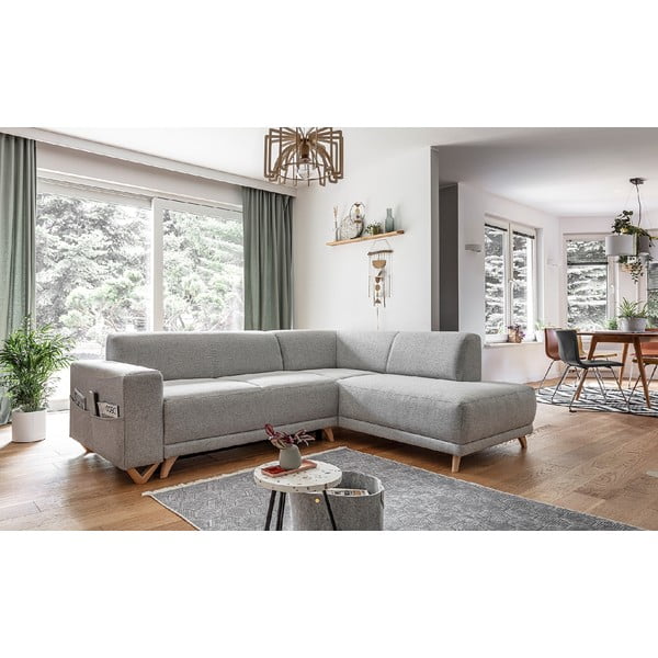 Gaiši pelēks salokāms/ar uzglabāšanas vietu stūra dīvāns (ar labo stūri/L veida) Classy Sophie – Miuform-image-3