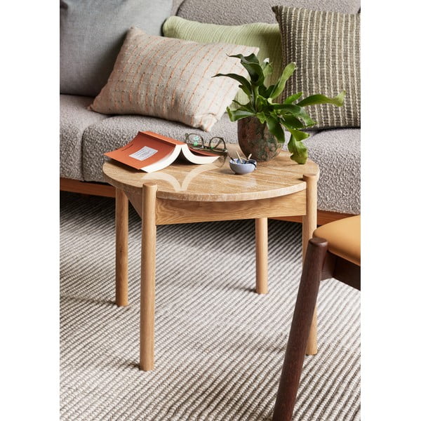 Dabīga toņa apaļš žurnālgaldiņš ar akmens galda virsmu ø 60 cm Trava – Hübsch-image-1
