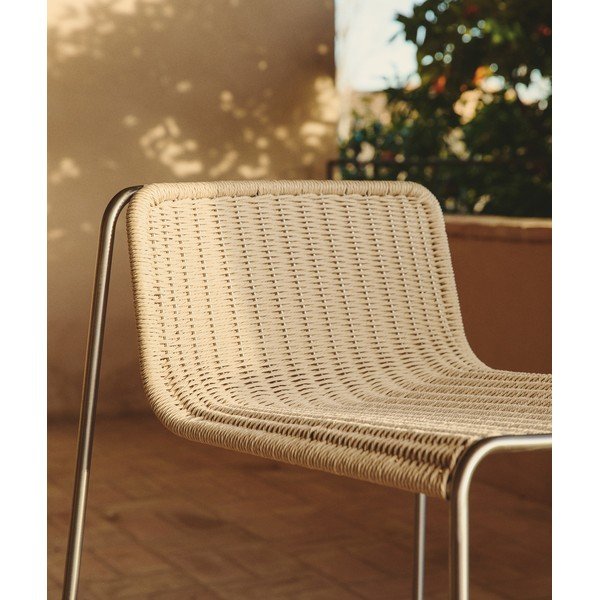 Bēšs metāla dārza bāra krēsls Tavari – Kave Home-image-3