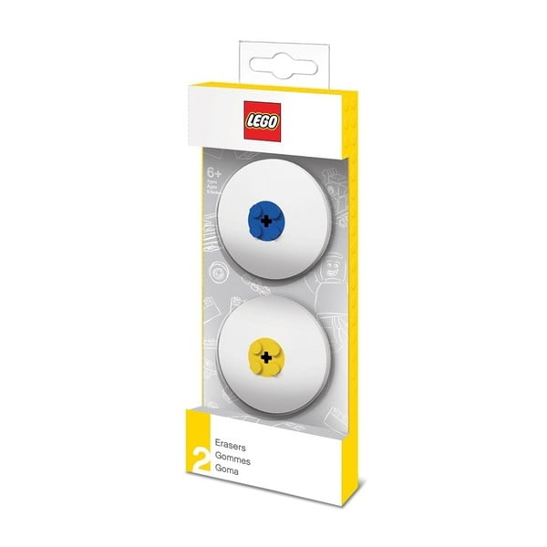 2 dzēšgumiju komplekts ar zilu un dzeltenu LEGO® detaļu komplektu