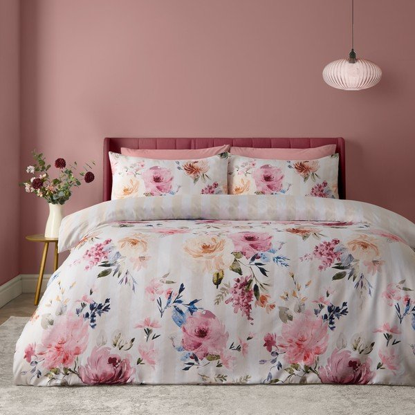 Krēmkrāsas vienguļamā gultas veļa 135x200 cm Floral Stripe – Catherine Lansfield-image-3