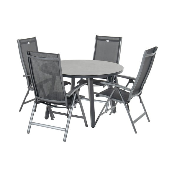 Tumši pelēks metāla dārza krēsls Salvatore – Hartman-image-2