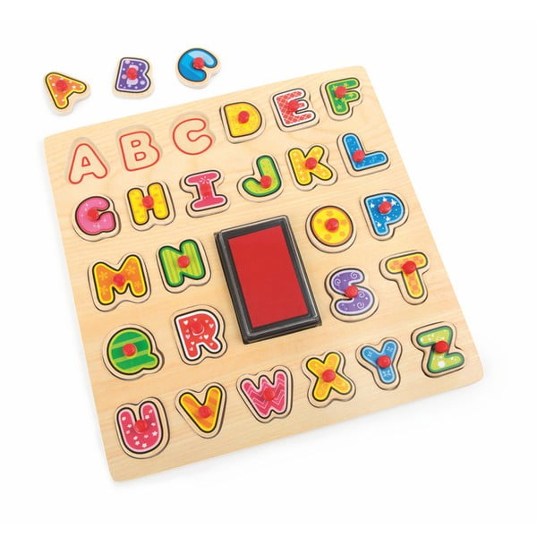 Koka rotaļlieta Legler ABC Stamp & Puzzle