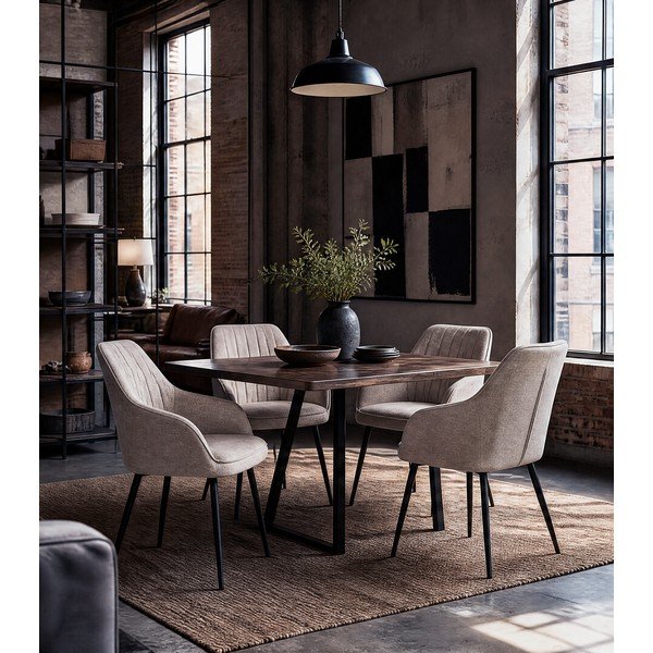 Bēšs polsterēts ēdamistabas krēsls ar roku balstiem Nolan – Unique Furniture-image-1