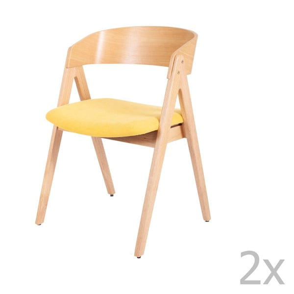 2 gumijkoka pusdienu krēslu komplekts ar dzeltenu sēdekli sømcasa Rina