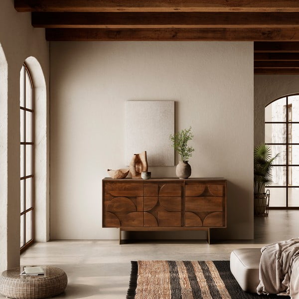 Brūna mango masīvkoka kumode 145x76x40 cm Trisha – MOME-image-1