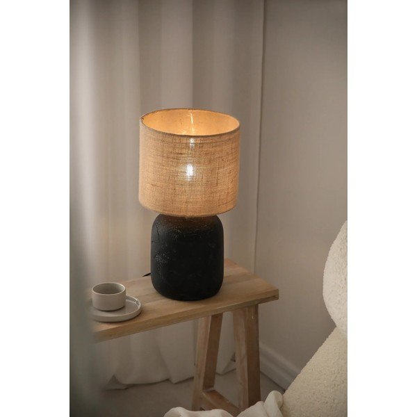 Melna/dabīga toņa galda lampa ar džutas abažūru (augstums 45 cm) Montagna – Markslöjd-image-1
