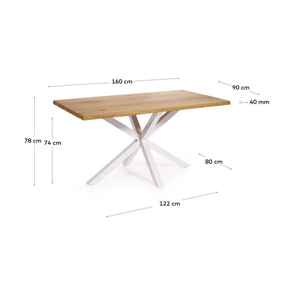 Ēdamgalds ar ozolkoka imitācijas galda virsmu 90x160 cm Argo – Kave Home-image-4