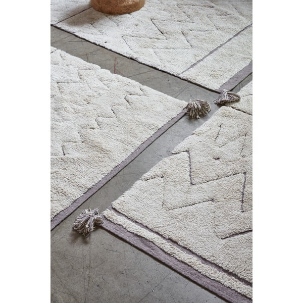 Krēmkrāsas mazgājams/ar rokām darināts kokvilnas paklājs 90x130 cm Azteca – Lorena Canals-image-3