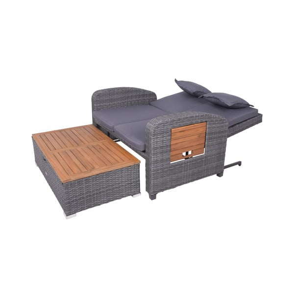 Pelēks mākslīgās rotangpalmas dārza dīvāns Bari – Garden Pleasure-image-2