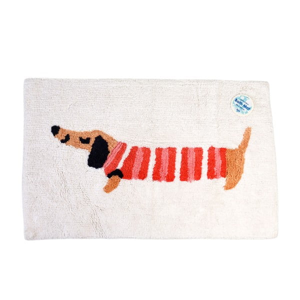 Sarkans/balts vannas istabas paklājs 83x52,5 cm Sausage Dog – Rex London
