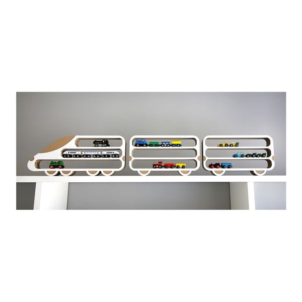 3 plauktu komplekts Unlimited Design for kids Locomotive and 2 cars-image-3