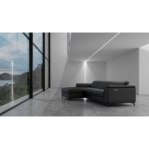 Tumši pelēks ādas stūra dīvāns (kreisais stūris) Brito – MESONICA-image-1