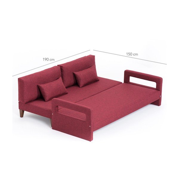 Bordo sarkans izvelkamais dīvāns Balcab Home Hannah-image-2