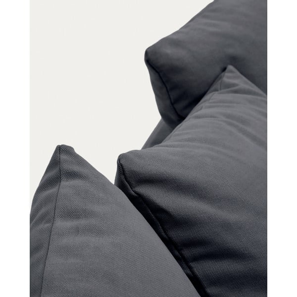 Antracīta pelēks lina dīvāns 340 cm Nora – Kave Home-image-1