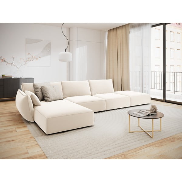 Bēšs samta stūra dīvāns (ar kreiso stūri/ar zvilni) Vanda – Mazzini Sofas-image-1