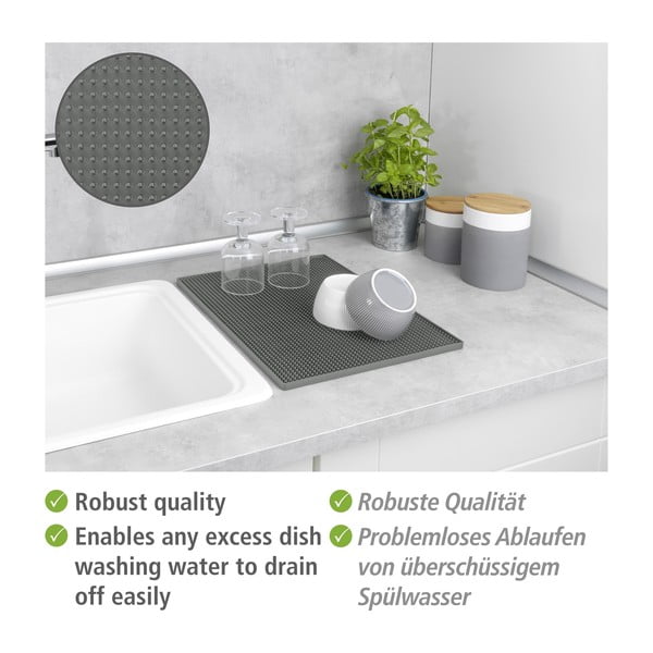 Pelēks gumijas trauku žāvēšanas paliktnis 40x30 cm Maxi – Wenko-image-4