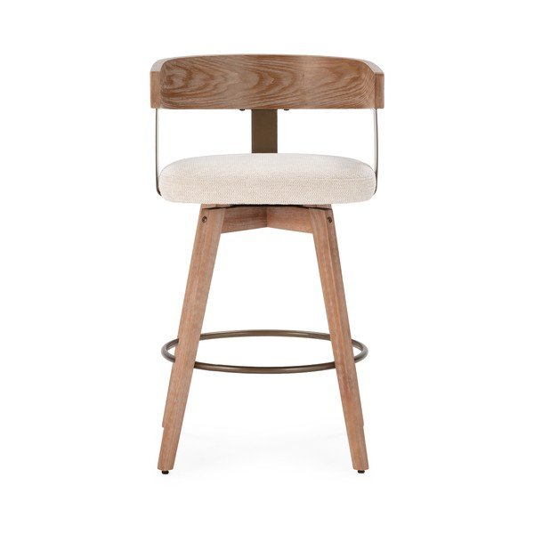 Krēmkrāsas/dabīga toņa polsterēti bāra krēsli ar roku balstiem (2 gab.) Ilia – MOME-image-3