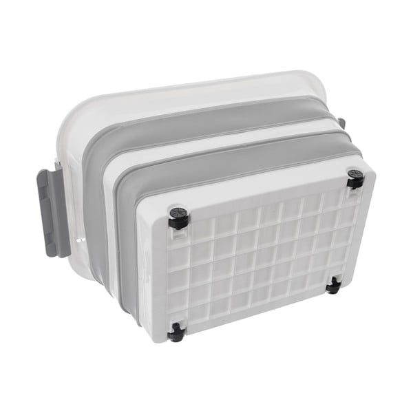 Balta/pelēka plastmasas uzglabāšanas kaste ar vāku 54x39x28 cm Kemp – Orion-image-2