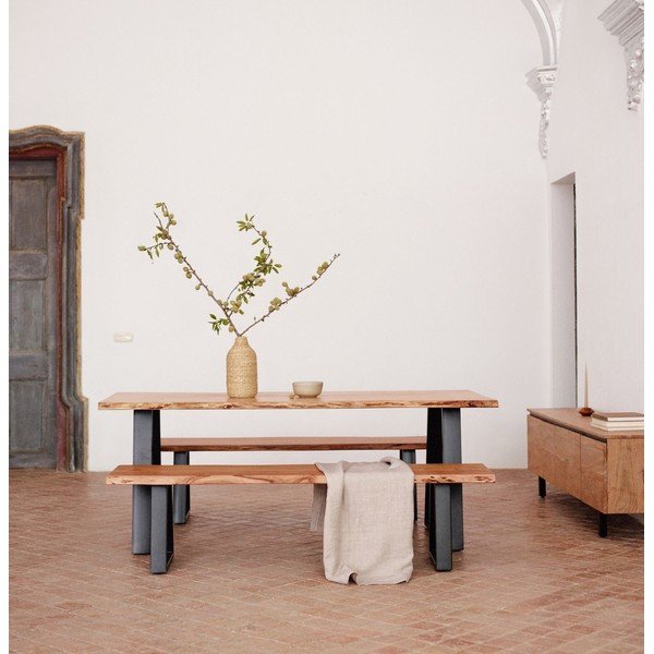 Dabīga toņa ēdamgalds ar akācijas koka galda virsmu 90x180 cm Alaia – Kave Home-image-1