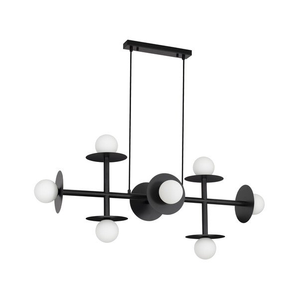 Balta/melna metāla piekaramā lampa ar stikla abažūru Pielo – Nova Luce