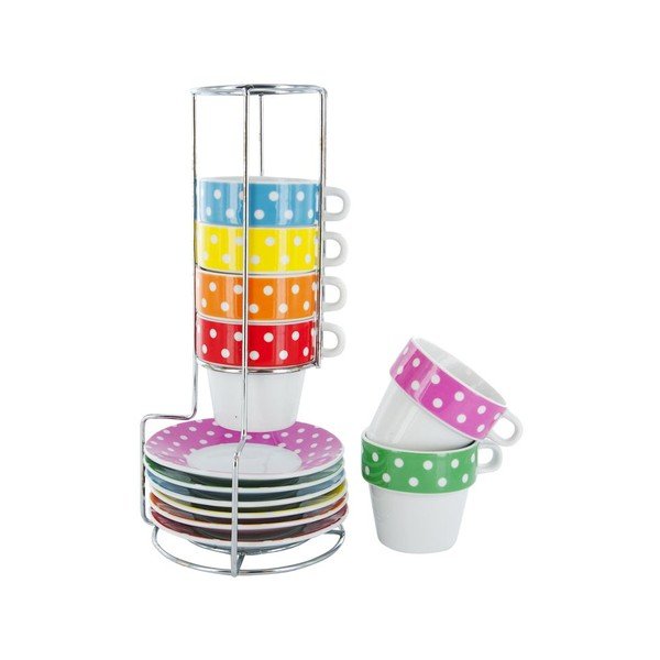 6 Espresso krūžu komplekts ar statīvu Mini Dots-image-1