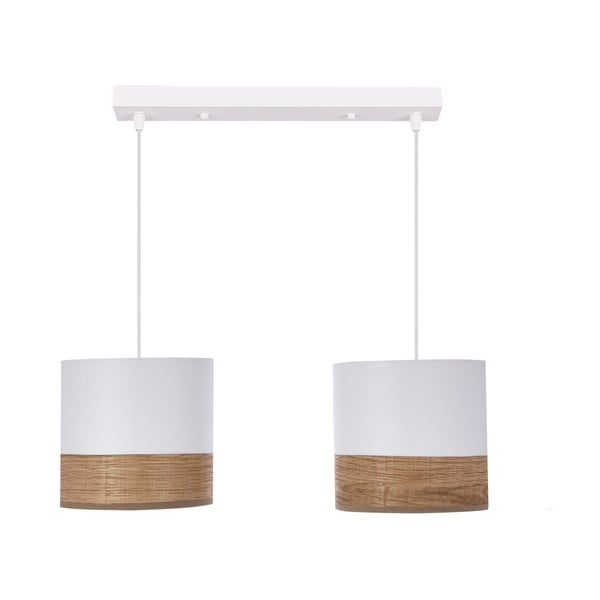 Balta piekaramā lampa ar ar auduma/finiera abažūru ø 15 cm Bianco – Candellux Lighting