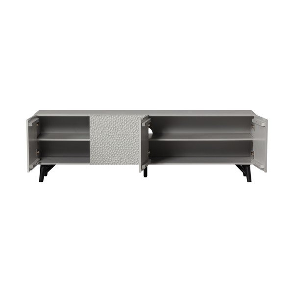 Gaiši pelēks mango masīvkoka TV galdiņš 185x56x46 cm Carved – WOOOD-image-3