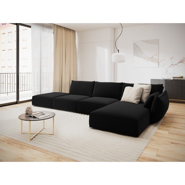 Melns samta stūra dīvāns (ar labo stūri/ar zvilni) Vanda – Mazzini Sofas-image-1